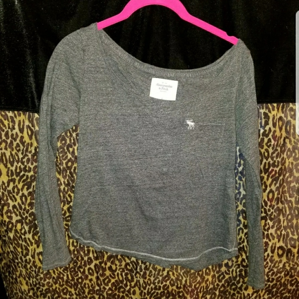 A&F grey cropped long sleeve